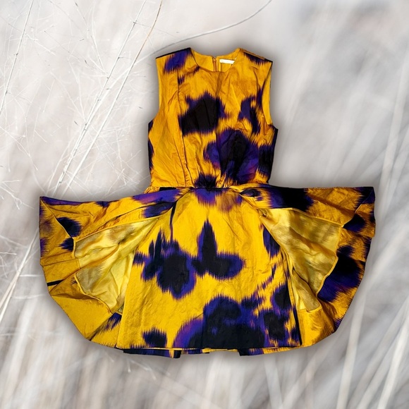NWT Jason Wu Collection Ochre Yellow Floral Print Sateen Sleeveless Dress Size 6 - Picture 11 of 16